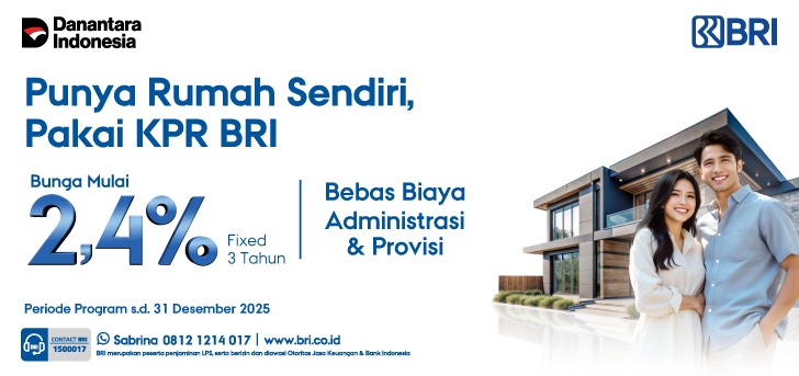 Suku Bunga KPR Eksklusif Developer Rekanan BRI