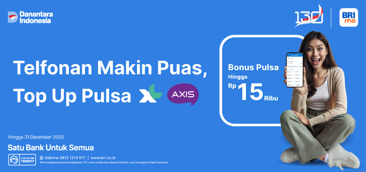 Telfonan Makin Puas, Top Up Kuota XL AXIS di BRImo