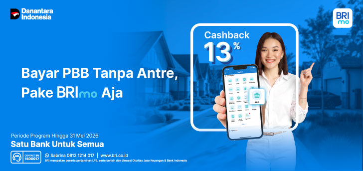 Bayar PBB Pakai BRImo dan Nikmati Cashback 13%